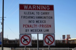 Sign at the U.S.-Mexico border in Texas. Photo by John Lindsay-Poland, Fellowship of Reconciliation
